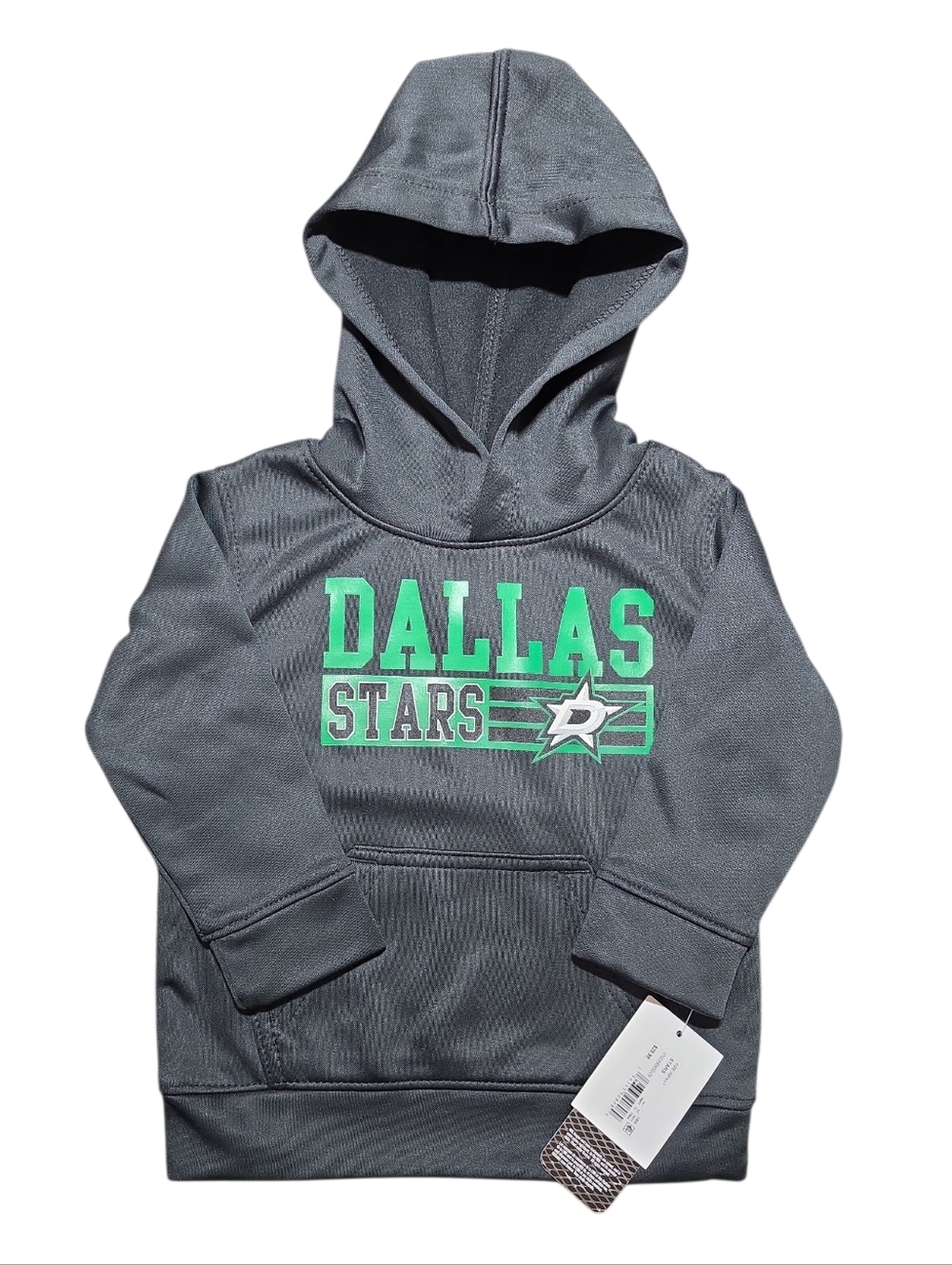 NHL Kids Gray Hoodie with Green Dallas Stars Logo - 18M NWT